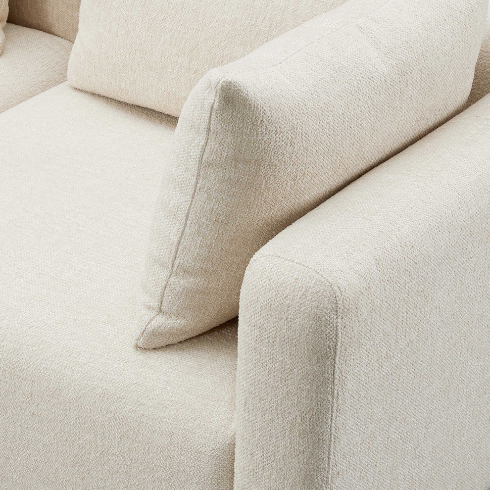 Hangover Upholstered Loveseat, Cream Textured Fabric
