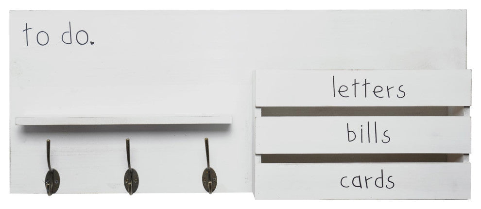 Addie Joy Wood To Do Decorative Mail Organizer and Storage Shelf - White