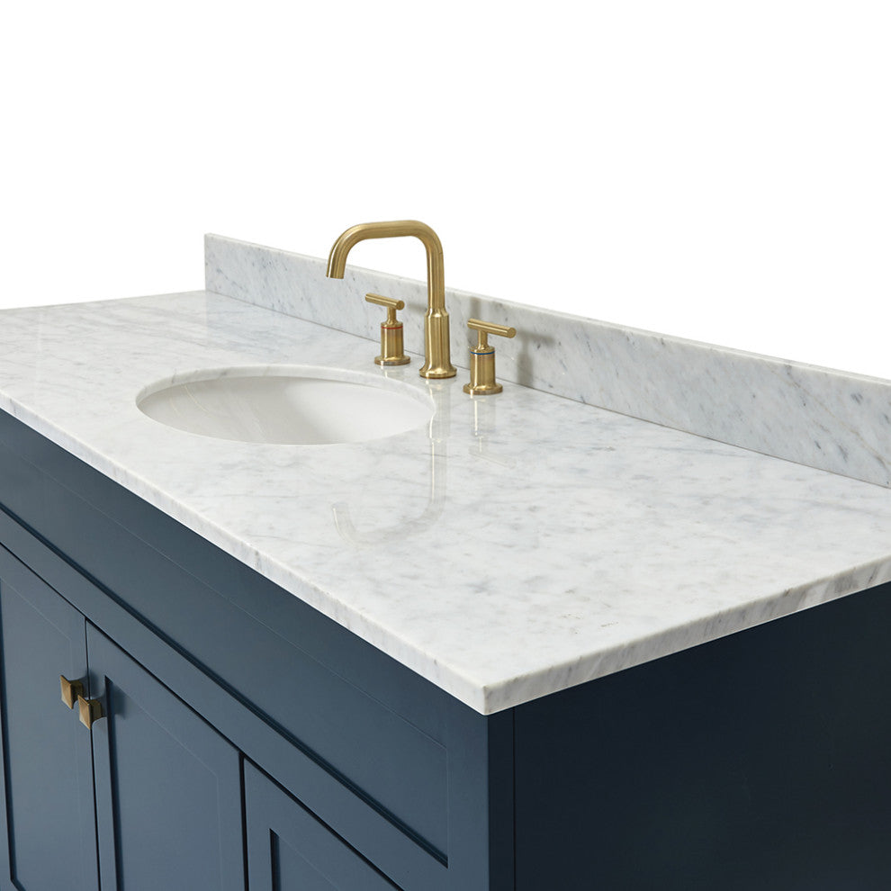Ariel Hamlet 61" Oval Sink Bath Vanity, 0.75" Carrara Marble