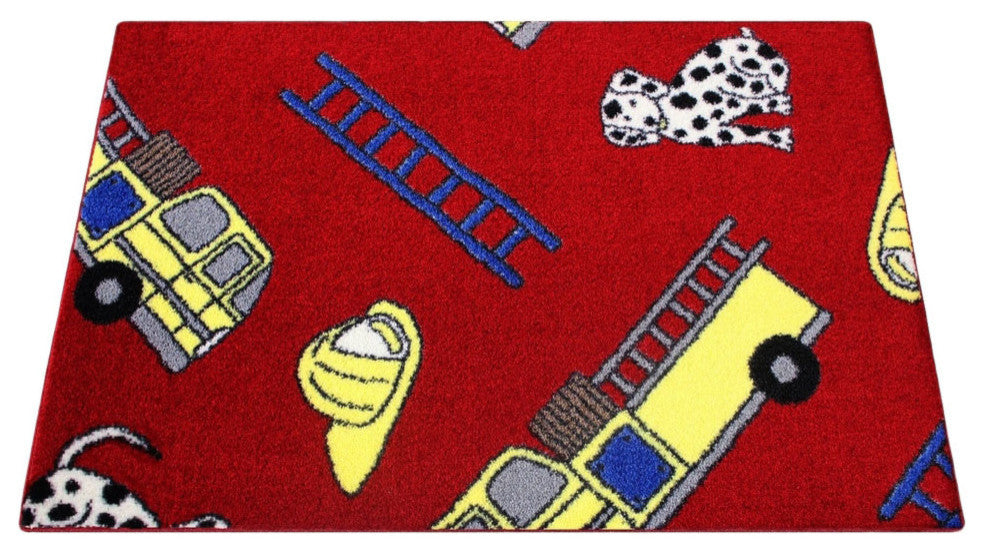 Area Rug Hook and Ladder, Nylon Stainmaster Carpet, Red, XXL: 12'x14'