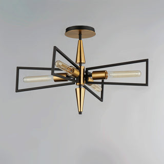 Maxim 11650 Wings 4 Light 25"W Semi-Flush Ceiling Fixture - Black / Satin Brass