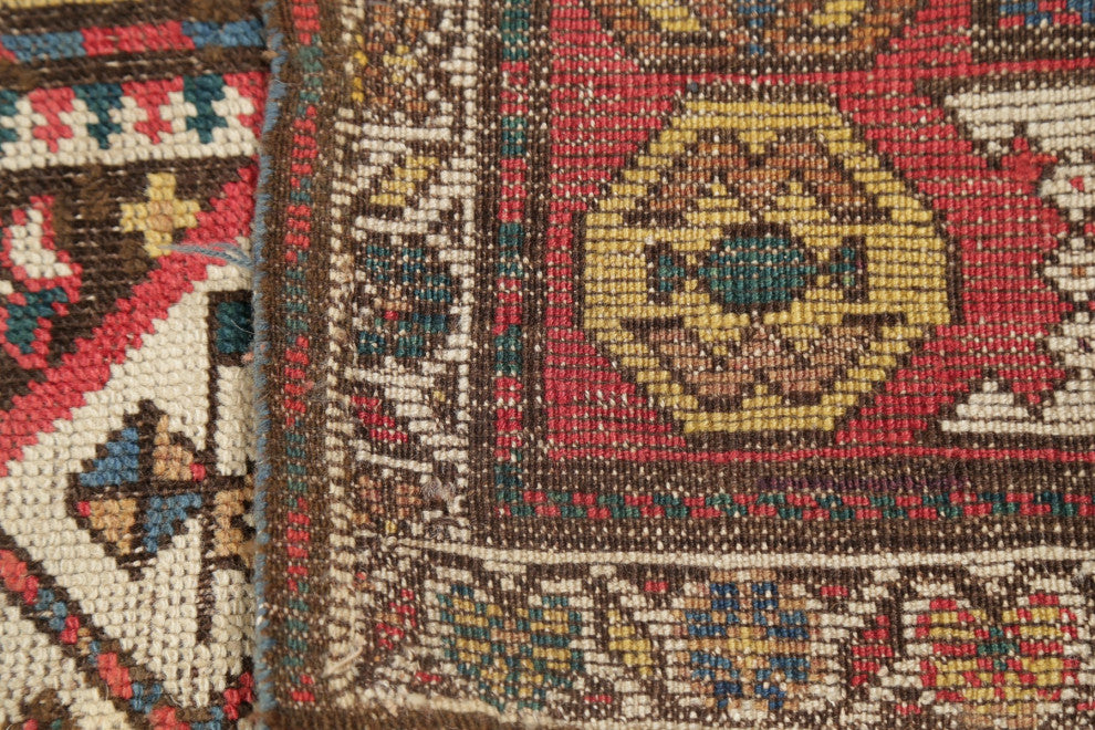 Consigned, Antique Hand-Knotted Oriental Traditional Russian Area Rug, 5'4"x4'1