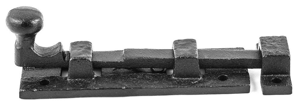 Black Slide Bolt Door Latch 4" L Wrought Iron Sliding Bolts with Catch Pack of 2