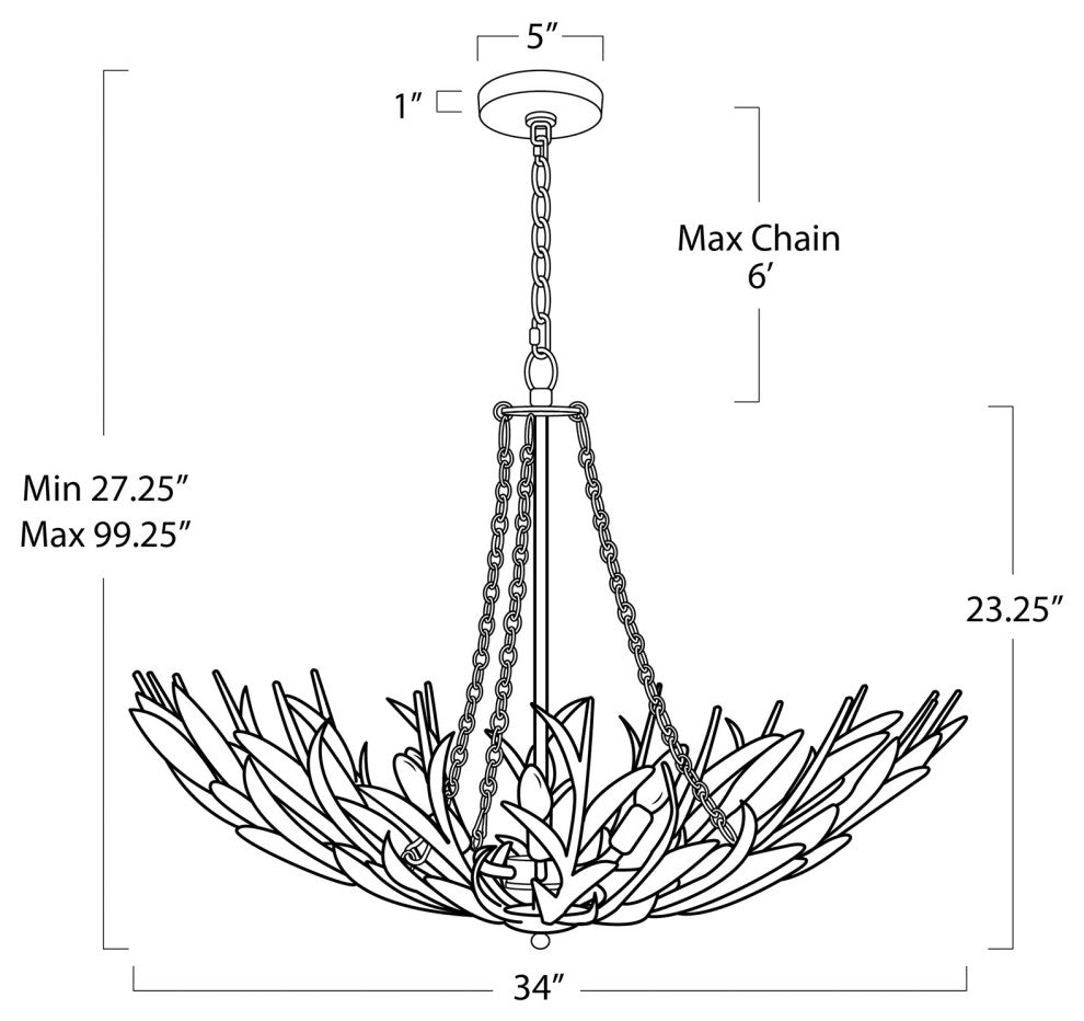 Regina Andrew River Reed Basin Chandelier, Antique Gold Leaf, Gold