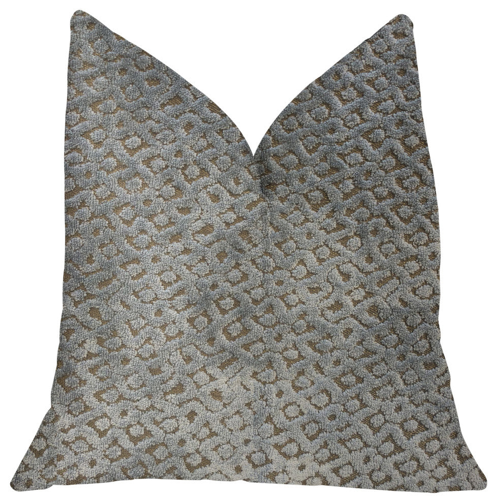 Metropolis Silver and Taupe Luxury Throw Pillow, 20"x36" King
