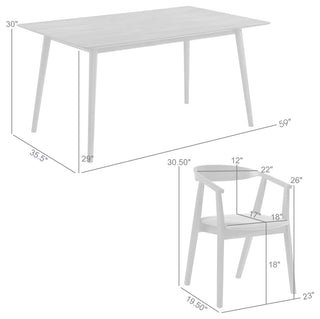 Westmont Santana 5-Piece Walnut Wood Dining Table Set With Blue Fabric