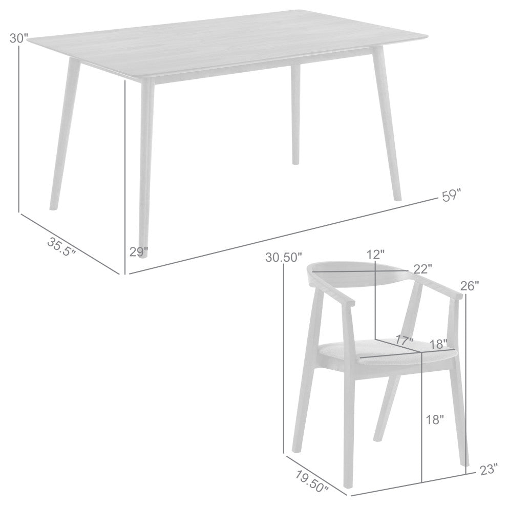 Westmont Santana 5-Piece Walnut Wood Dining Table Set With Blue Fabric