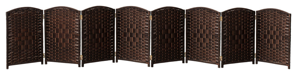 2 ft. Short Diamond Weave Fiber Room Divider Dark Mocha 8 Panel