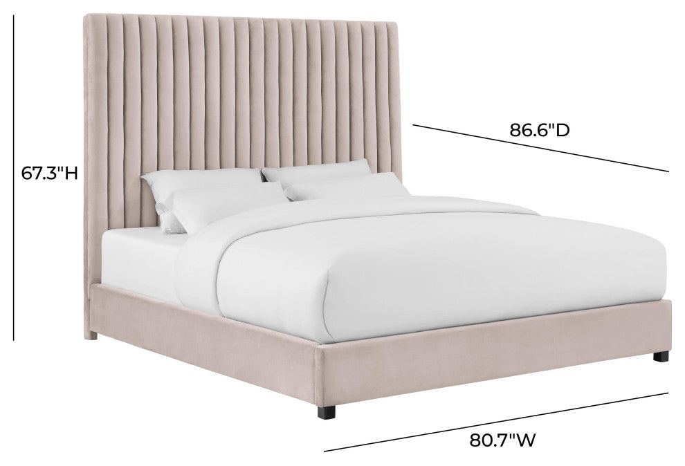 TOV Furniture Arabelle Blush Velvet Bed in King