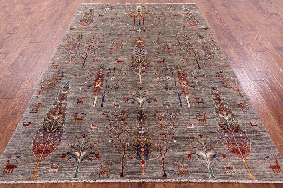 6' 7" X 9' 5" Persian Gabbeh Tribal Handmade Rug Q9613