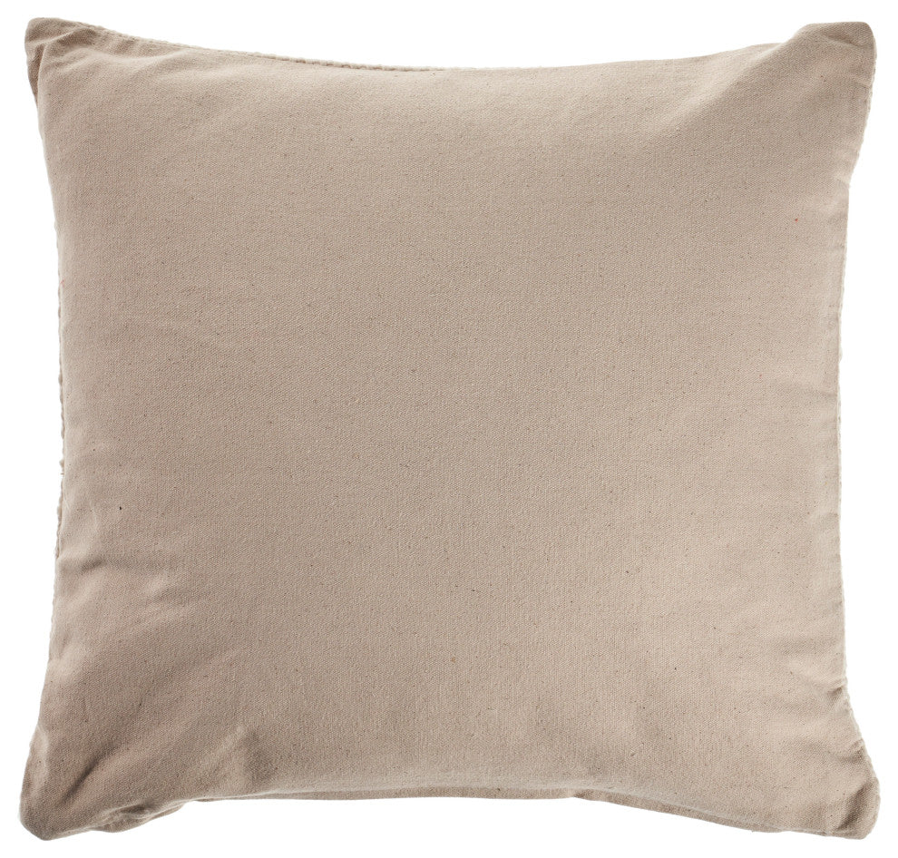 Ox Bay Hand-stitched Cream/Beige Solid Organic Cotton Pillow Cover, 18"x18"