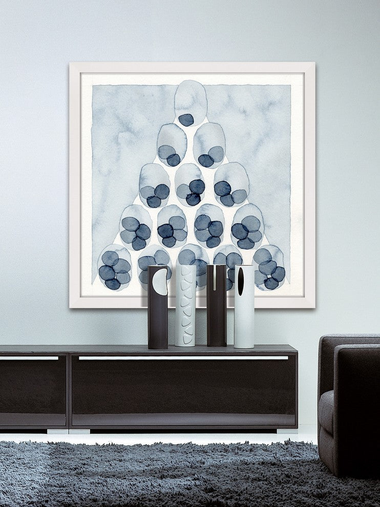 Marmont Hill, "Indigo Pyramid" by Nikki Galapon Framed Painting Print, 32x32