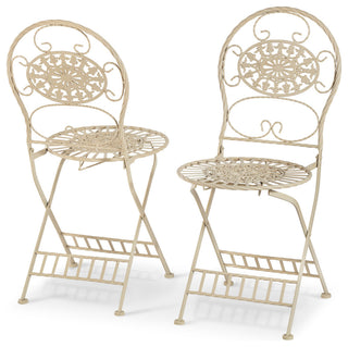 3-Piece Oval Bistro Set Folding Table and Chairs Patio Seating, White