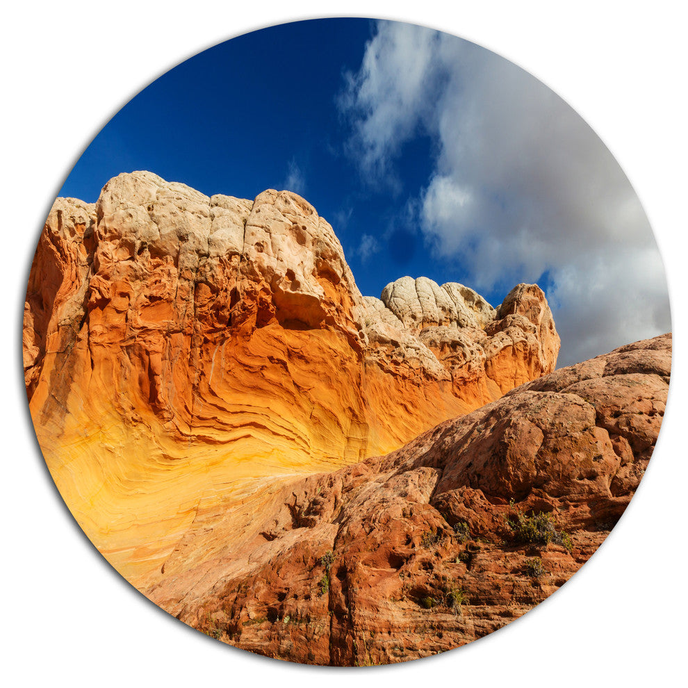 Vermillion Cliffs Under Blue Sky, Landscape Round Wall Art, 23"