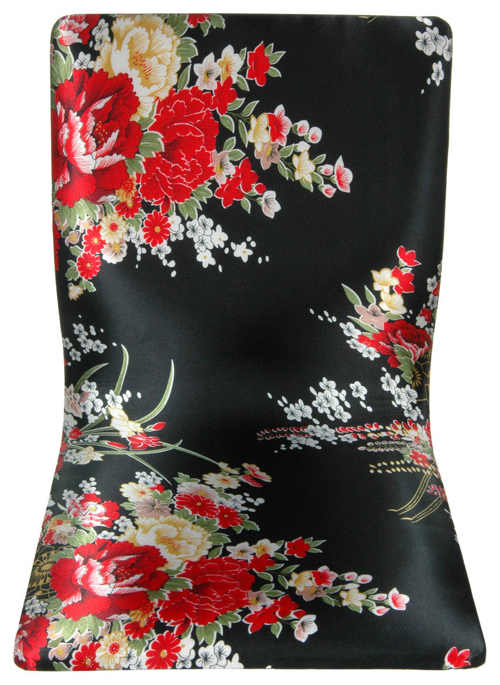 Tatami Meditation Backrest Chair, Black and Red Hibiscus