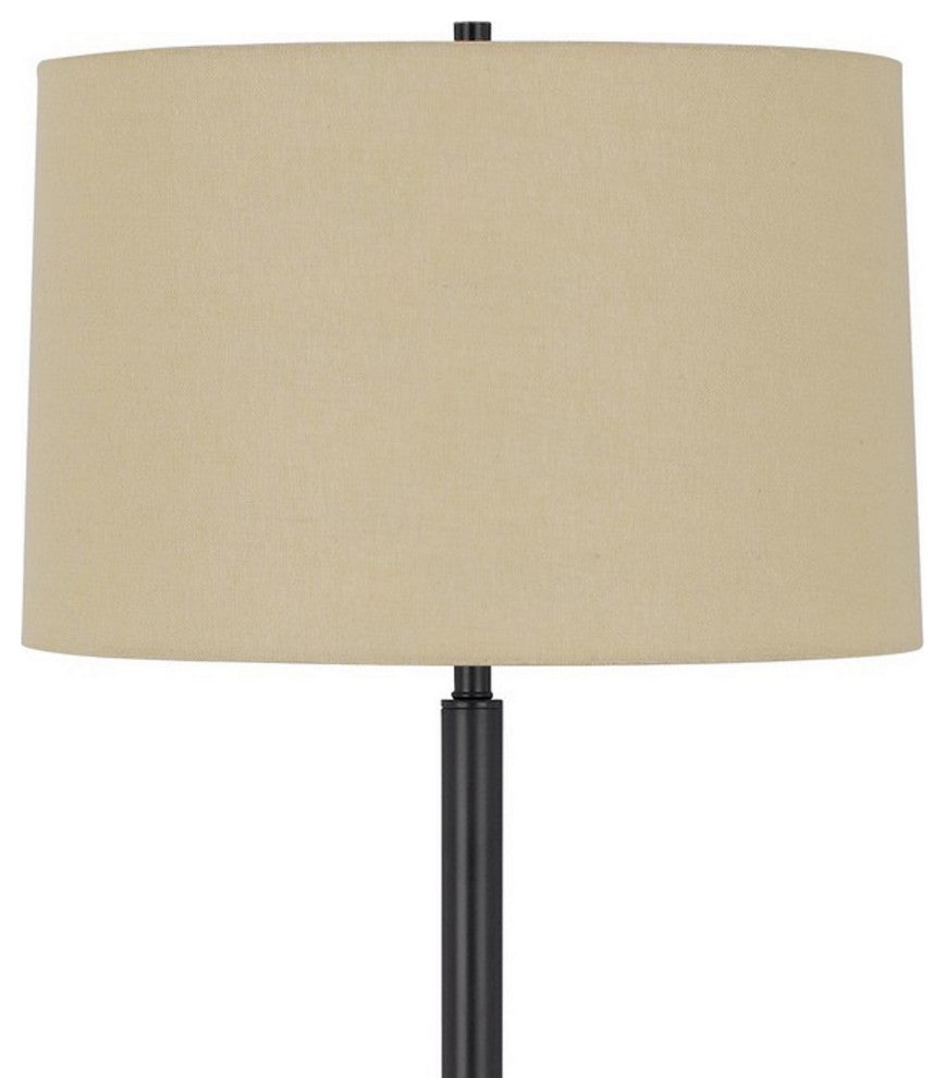 Benzara BM282146 Ava 61" Floor Lamp, Glass Tray Table, 1 USB Port, Dark Bronze