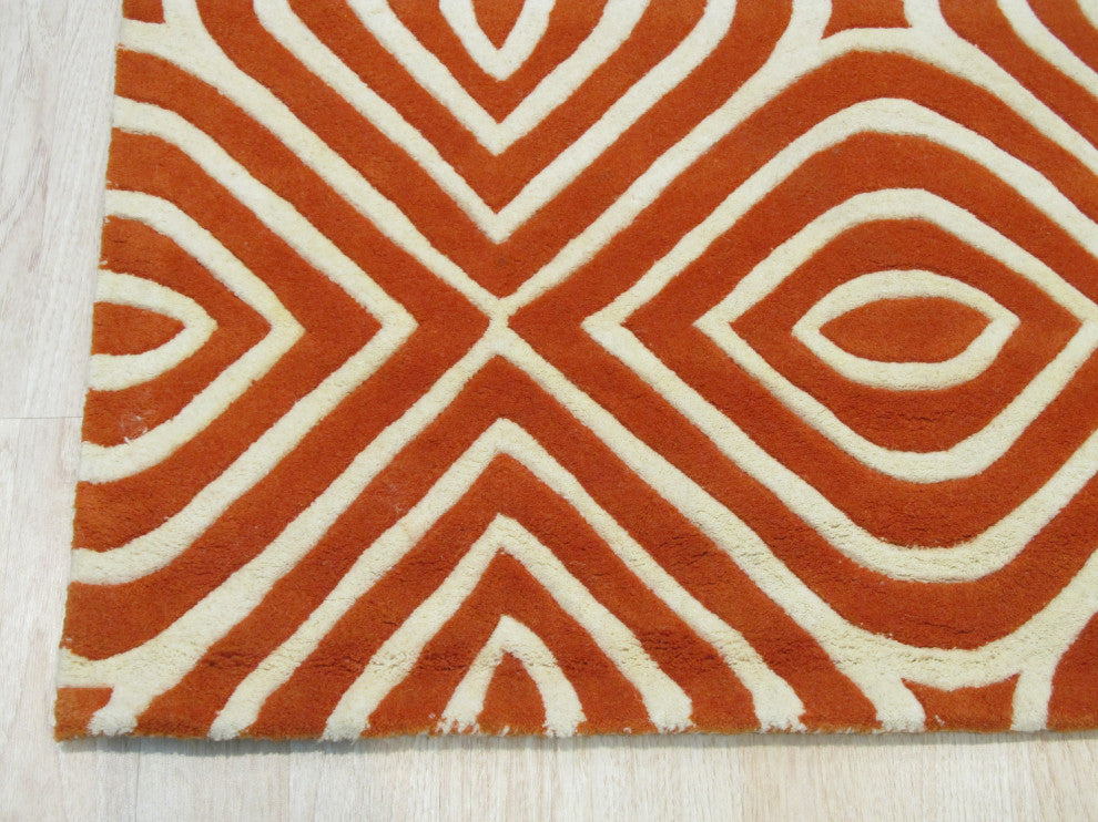 Orange Transitional Geometric Marla Area Rug