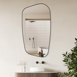 Blinc Novelty Framed Bathroom Wall Mirror, Matte Black, 26"