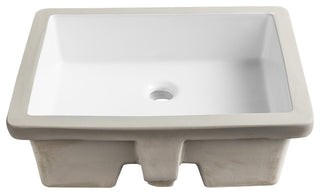 White Ceramic Rectangular Lavatory Undermount Bathroom Sink with Overflow