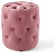 Anthem Tufted Button Round Performance Velvet Ottoman Dusty Rose
