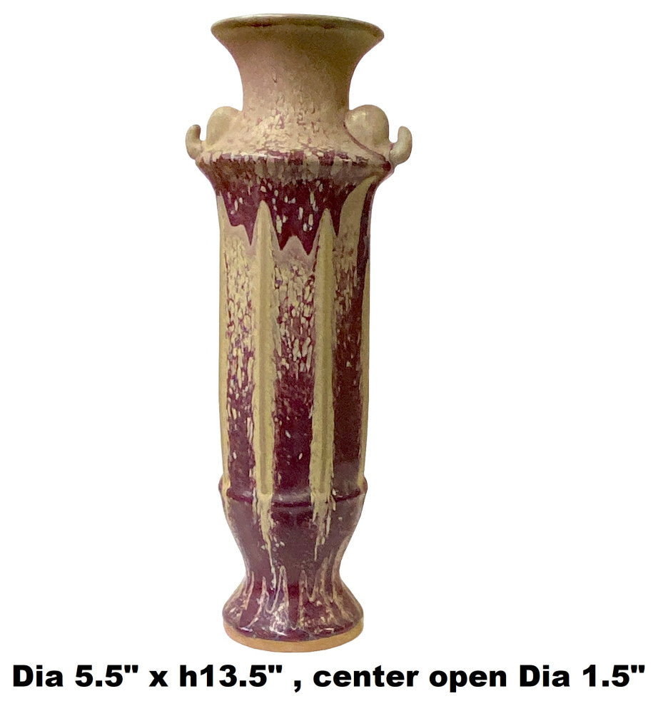 Plum Purple Distressed Ceramic Elephant Head Artistic Narrow Vase Hws1505