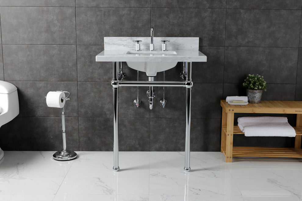 KVBH3022M8SQ1 30" Console Sink with Brass Legs (8-Inch, 3 Hole)