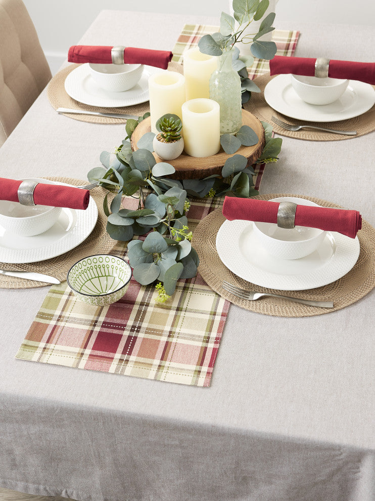 Homespun Plaid Table Runner 13X72