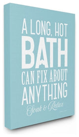 A Long Hot Bath Can Fix About Anything Blue and White Bold, Framed, 16"x20"