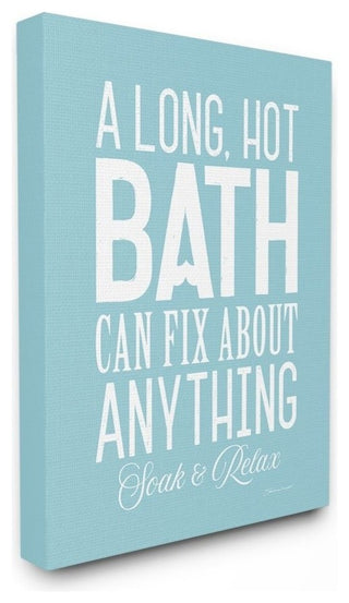 A Long Hot Bath Can Fix About Anything Blue and White Bold, Framed, 16"x20"