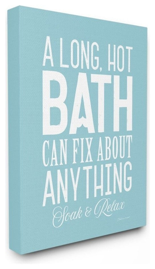 A Long Hot Bath Can Fix About Anything Blue and White Bold, Framed, 16"x20"
