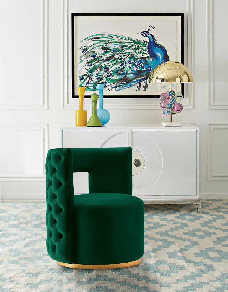Theo Velvet Upholstered Accent Chair, Green