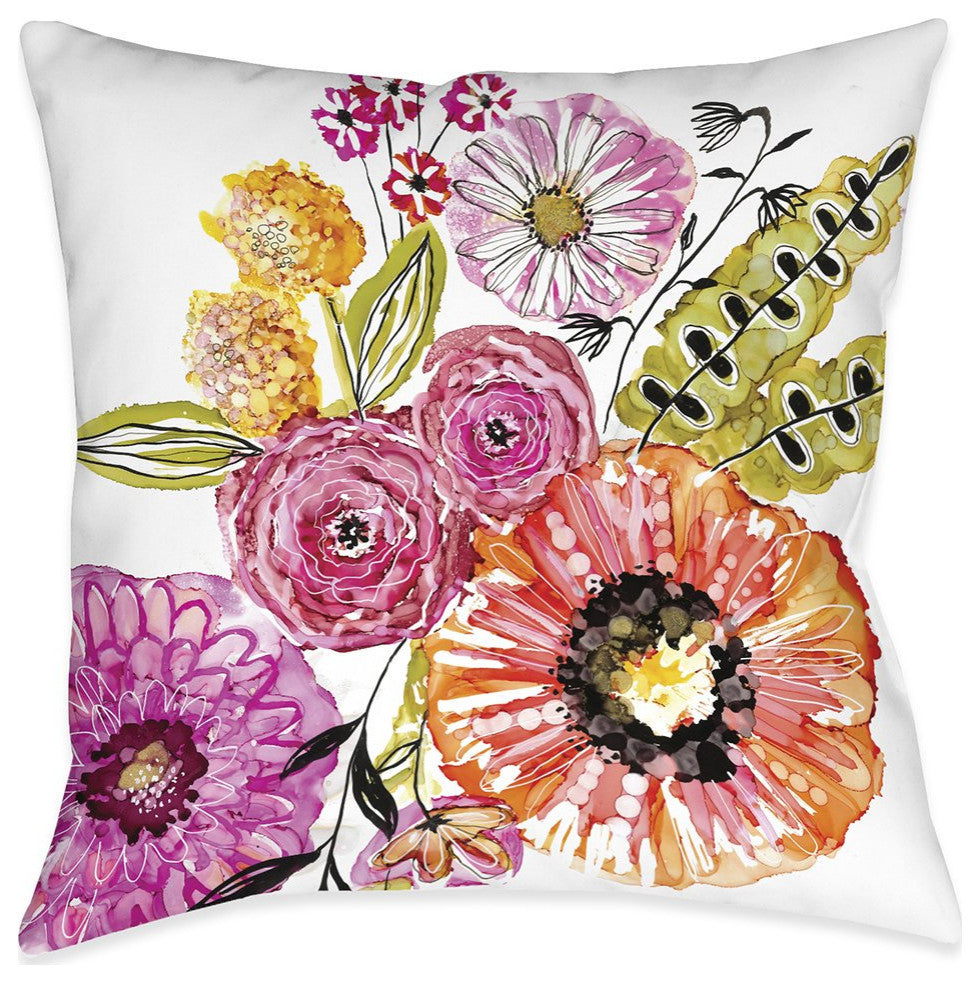 Laural Home Springtime Florals 18" X 18" Indoor Decorative Pillow