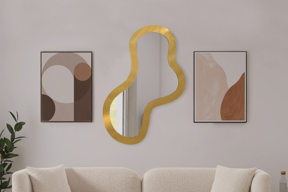 Oblique Mirror, Brushed Gold, 28" X 48"