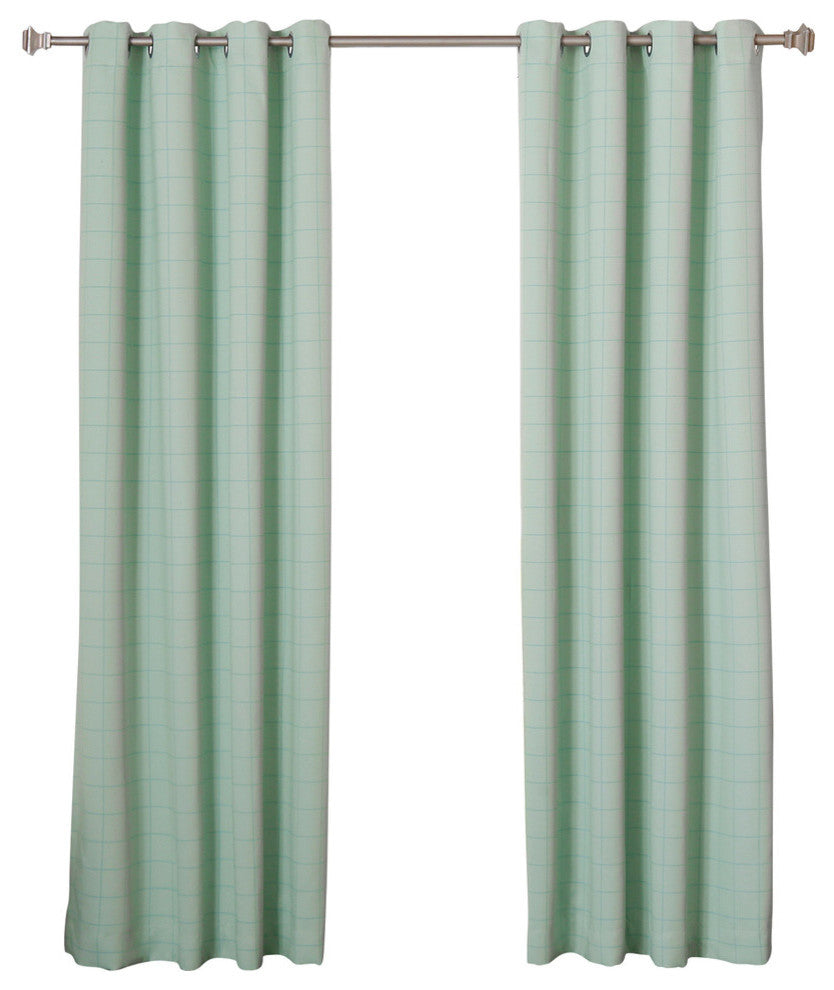 Plaid 2-Tone Plaid Curtains, Pair, Mint, 96"