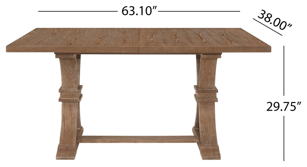 Biorn French Country Wood and Cane 7-Piece Expandable Dining Set, Beige/Natural