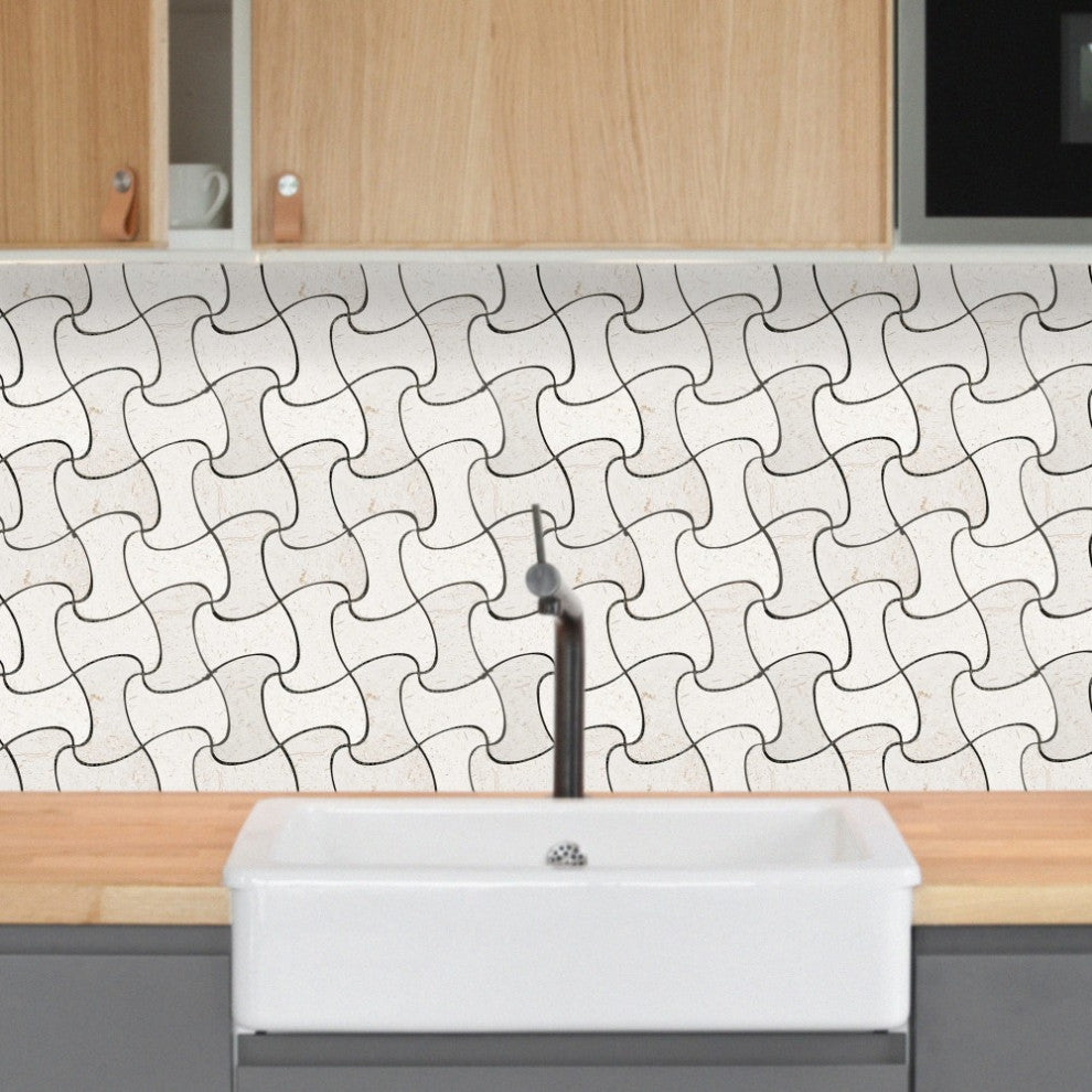 Shell Stone Limestone Fusion Design on 12"x12" Mosaic Tile (10 sqft per box)