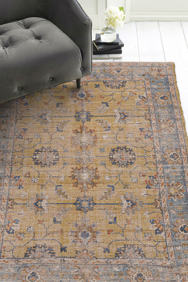 Morris Gold/Light Blue Karissa Distressed Moroccan Accent Rug, 5' X 7'