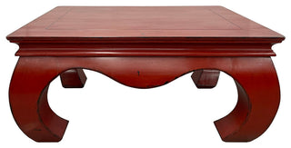 Consigned Vintage Chinese Red Lacquered Ming Dynasty Style Coffee Table
