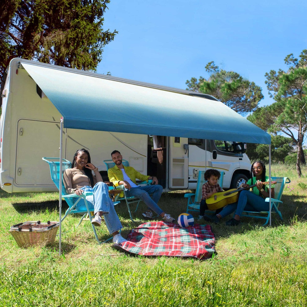8x14 Ft RV Awning Replacement Fabric Canopy Camper Trailer Block UV Outdoor