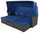 4-Piece Outdoor Wicker Sectional Patio Daybed with Canopy and Ottoman, Black Blu