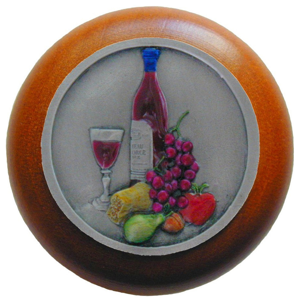 Best Cellar Cherry Wood Knob, Hand-Tinted Pewter