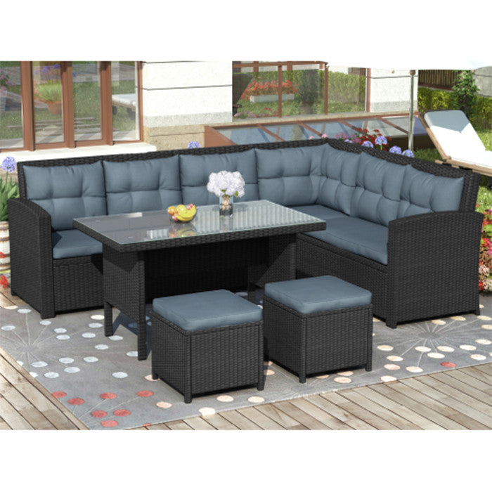 6 Piece Pool Furniture Set Outdoor Sectional Sofa Outdoor Patio Set