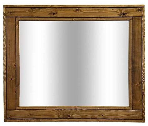 Herringbone Stained Vanity Mirror, Driftwood, 42"x30", Horizontal