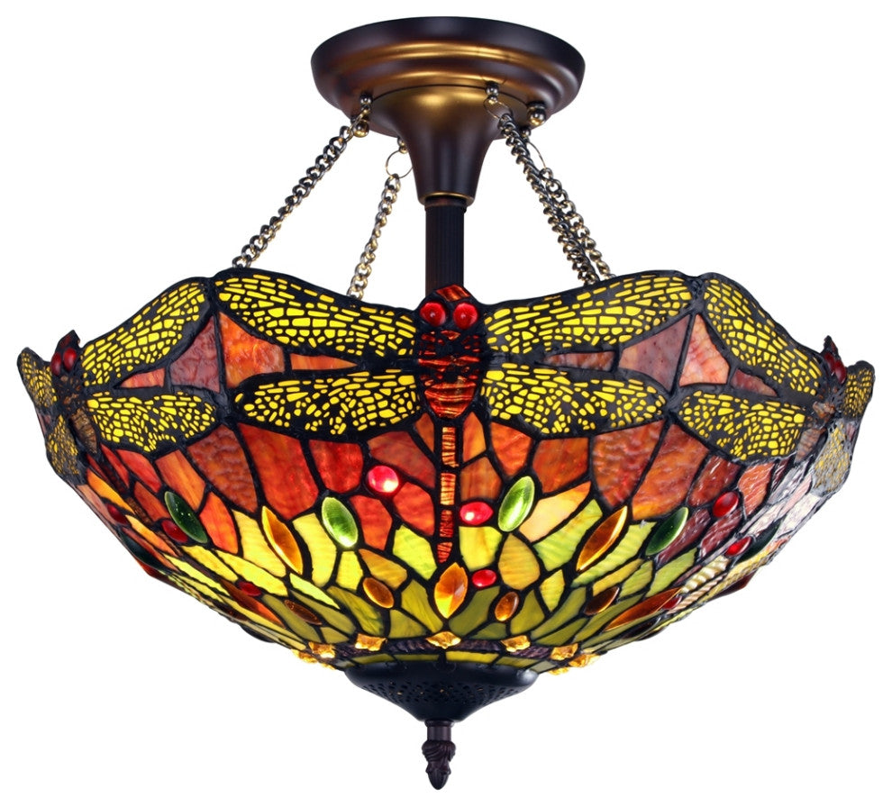 CHLOE Lighting CH3T471RD16-UF2 EMPRESS Dragonfly Bronze 2 Light Semi-Flush