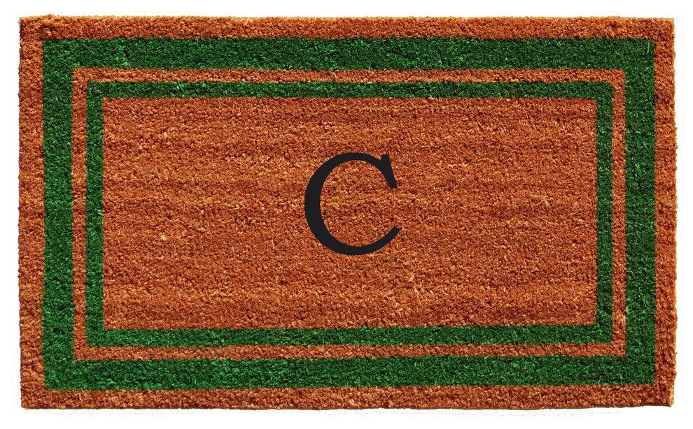 Green Border 24"x36" Monogram Doormat, Letter C