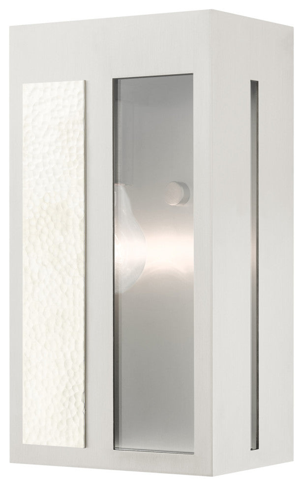 Brushed Nickel Contemporary, Nautical, Sophisticated Outdoor Wall Lantern