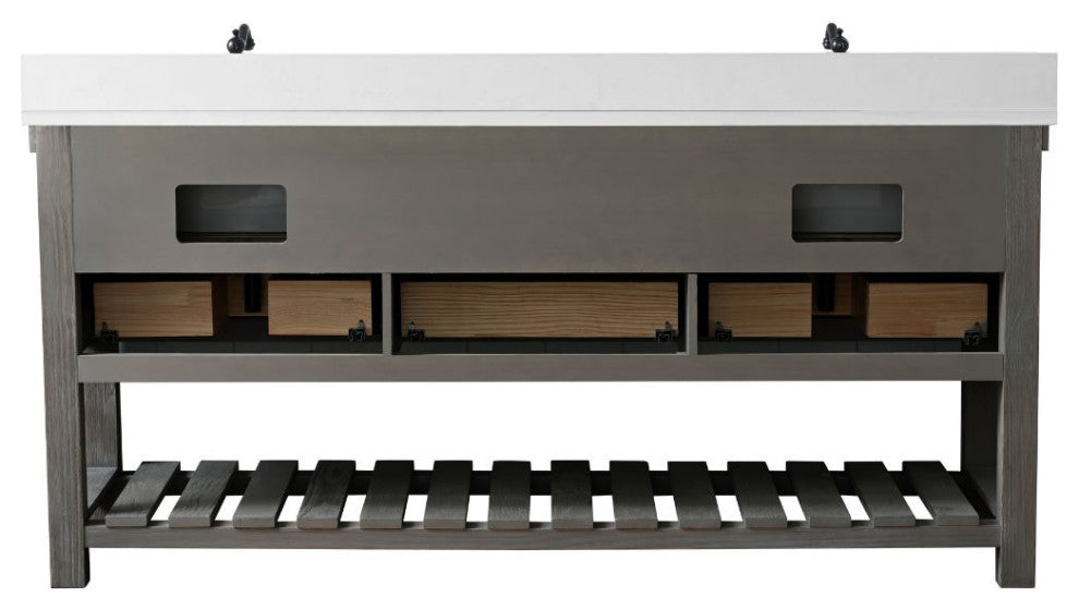 Wesley 72" Bathroom Vanity, Weathered Gray