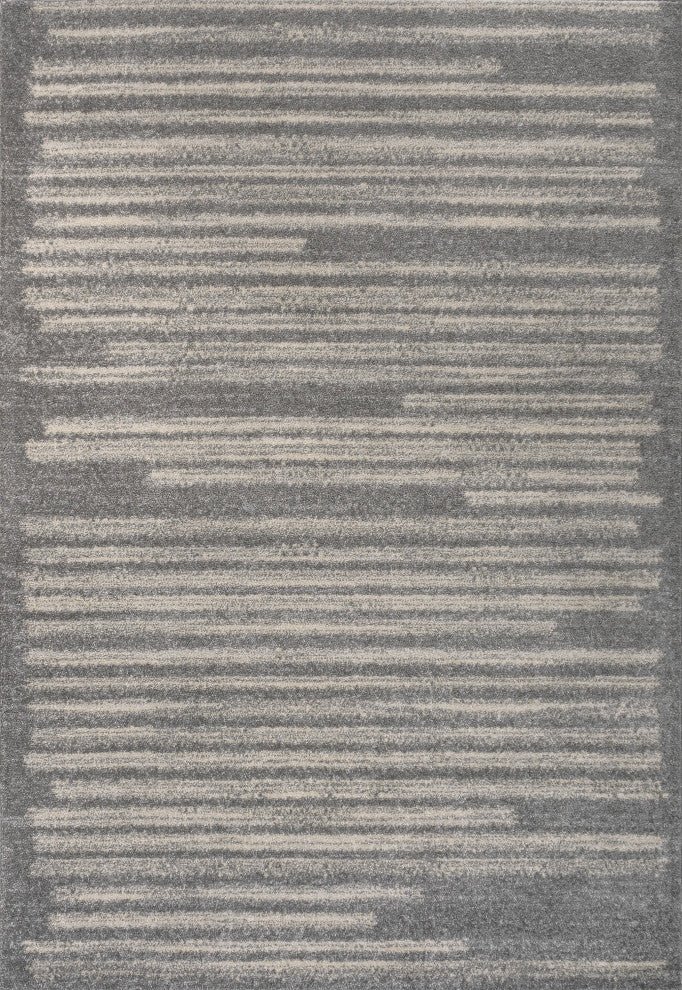 Khalil Modern Berber Stripe Gray/Cream 4 ft. x 6 ft. Area Rug