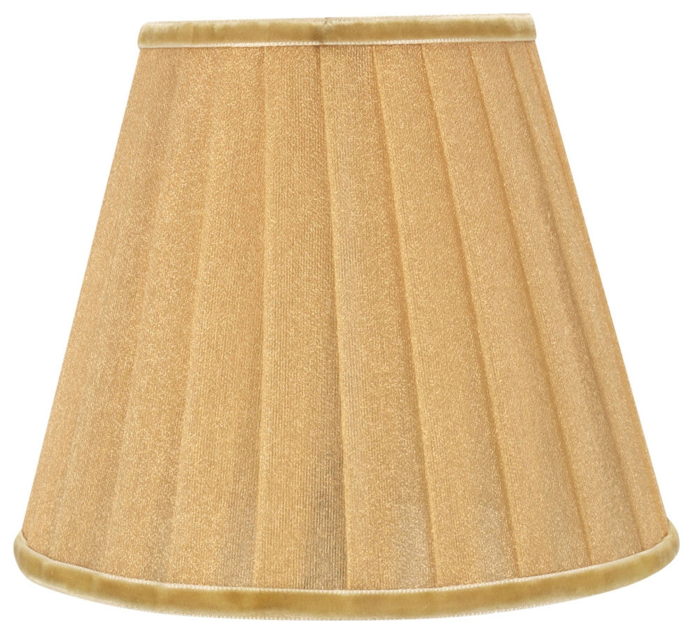33113-5 Small Pleated Empire Chandelier Clip On Lamp Shade Gold 3"x5"x4 1/4"