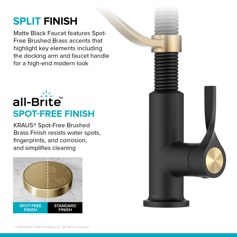 KRAUS Torak Commercial Style 2-Function 1-Handle Pull Down Kitchen Faucet SFBBMB